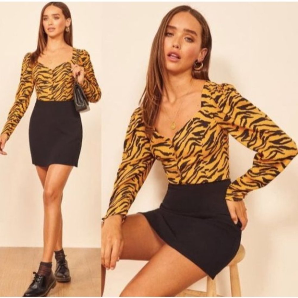 NWT Reformation Notta Front Button Top, Tigress-sz Large